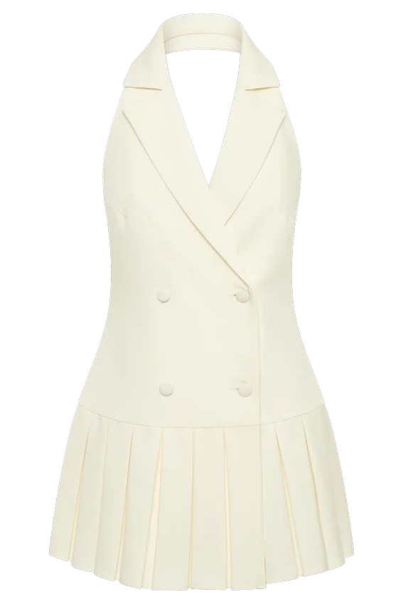 Antoinette Pleated Mini Dress – Ivory Antoinette Pleated Mini Dress – Ivory