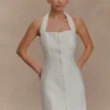 Anya Linen Halter Mini Dress – Oat Marle Anya Linen Halter Mini Dress – Oat Marle