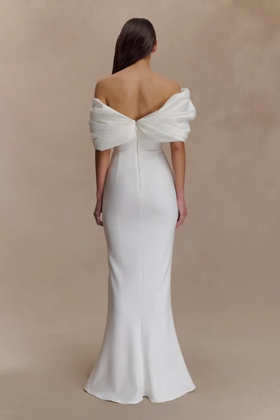 Aphrodite Off Shoulder Crepe Gown – Ivory Aphrodite Off Shoulder Crepe Gown – Ivory