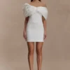 Aphrodite Off Shoulder Crepe Mini Dress – Ivory Aphrodite Off Shoulder Crepe Mini Dress – Ivory