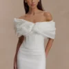 Aphrodite Off Shoulder Crepe Mini Dress – Ivory Aphrodite Off Shoulder Crepe Mini Dress – Ivory
