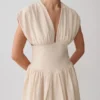 Arabella Cinched Waist Linen Mini Dress – Natural Arabella Cinched Waist Linen Mini Dress – Natural