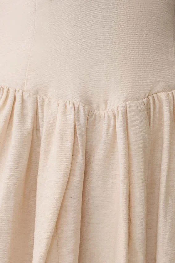 Arabella Cinched Waist Linen Mini Dress – Natural Arabella Cinched Waist Linen Mini Dress – Natural