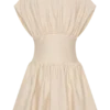 Arabella Cinched Waist Linen Mini Dress – Natural Arabella Cinched Waist Linen Mini Dress – Natural