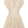 Arabella Cinched Waist Linen Mini Dress – Natural Arabella Cinched Waist Linen Mini Dress – Natural