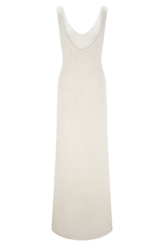 Ari Tape Yarn Knit Maxi Dress – White Ari Tape Yarn Knit Maxi Dress – White