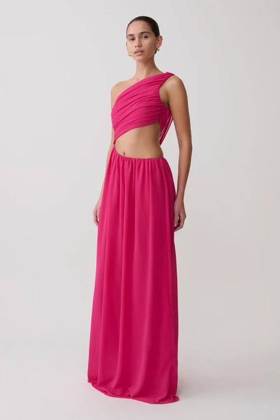 Aria Chiffon Cut Out Maxi Dress – Fuchsia Aria Chiffon Cut Out Maxi Dress – Fuchsia