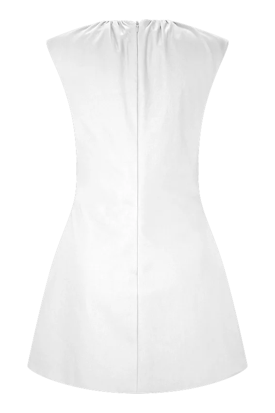 Ariana Pleated Neck Mini Dress – Ivory Ariana Pleated Neck Mini Dress – Ivory