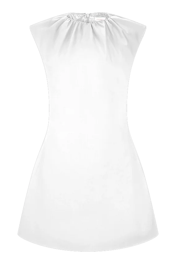 Ariana Pleated Neck Mini Dress – Ivory Ariana Pleated Neck Mini Dress – Ivory