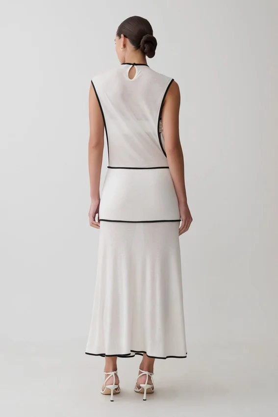 Aris Sleeveless Sheer Maxi Dress – Black/White Aris Sleeveless Sheer Maxi Dress – Black/White