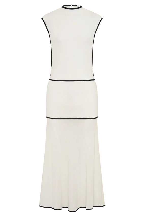 Aris Sleeveless Sheer Maxi Dress – Black/White Aris Sleeveless Sheer Maxi Dress – Black/White