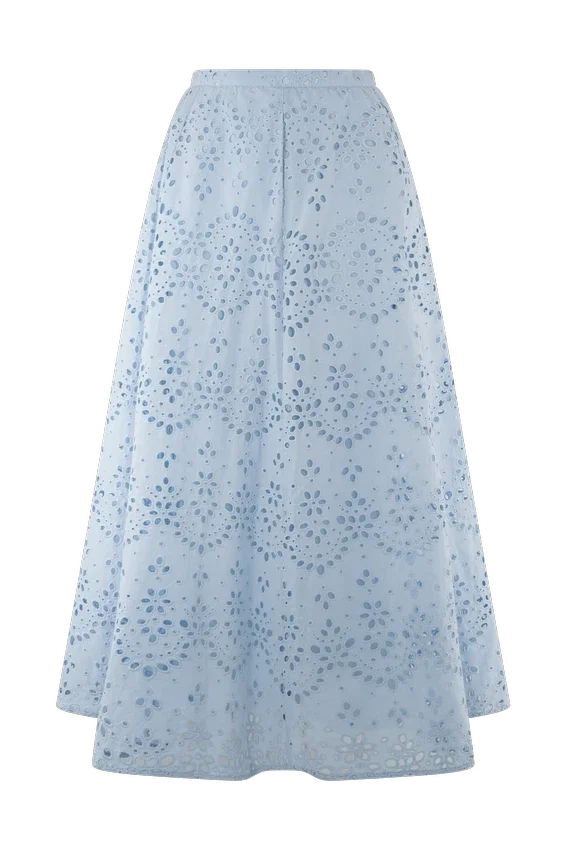 Arla Broderie Midi Skirt – Pale Cornflower Blue Arla Broderie Midi Skirt – Pale Cornflower Blue