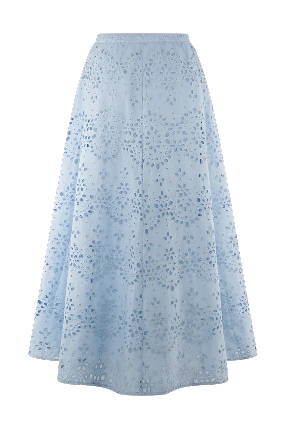 Arla Broderie Midi Skirt – Pale Cornflower Blue Arla Broderie Midi Skirt – Pale Cornflower Blue