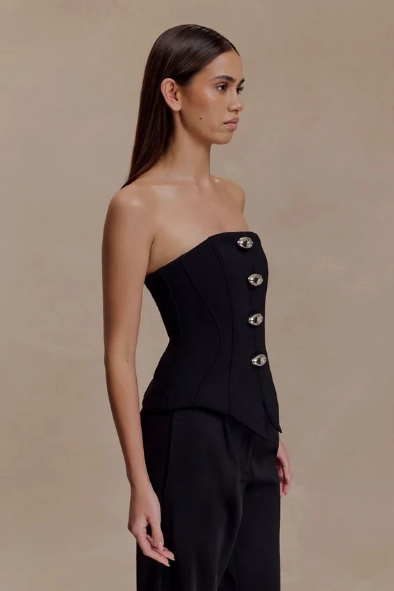 Arla Button Up Corset Top – Black Arla Button Up Corset Top – Black