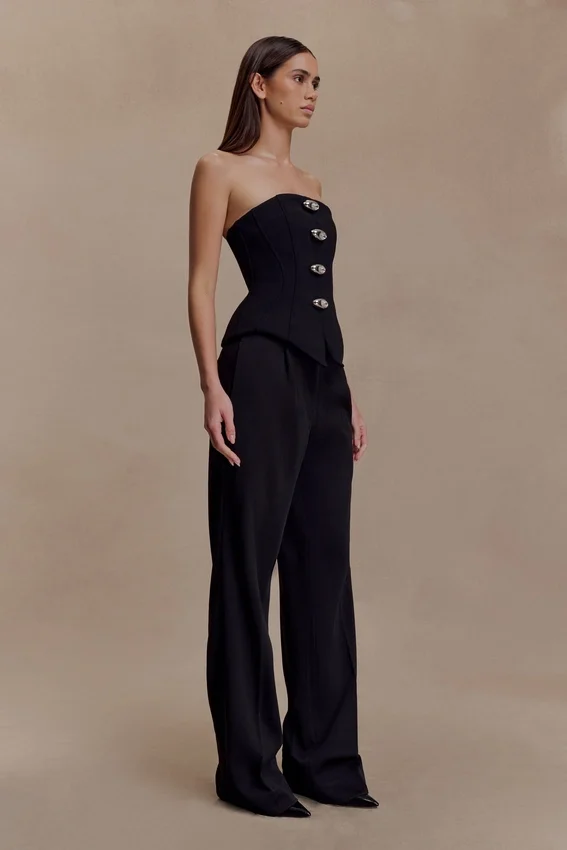 Arla Button Up Corset Top – Black Arla Button Up Corset Top – Black