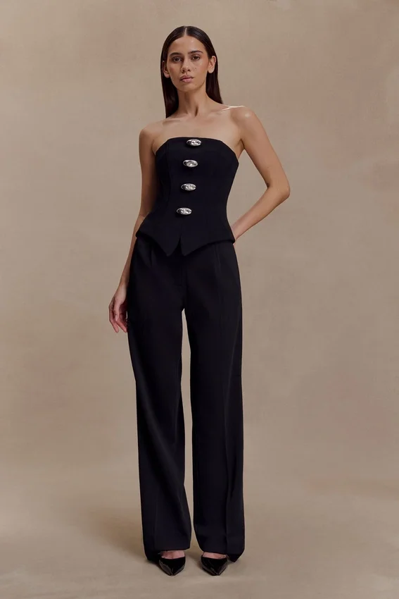 Arla Button Up Corset Top – Black Arla Button Up Corset Top – Black
