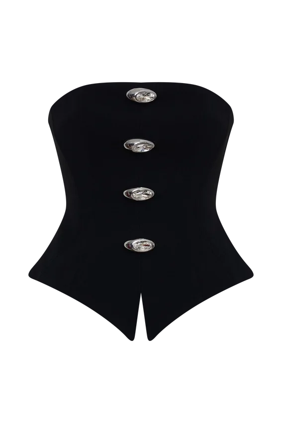 Arla Button Up Corset Top – Black Arla Button Up Corset Top – Black