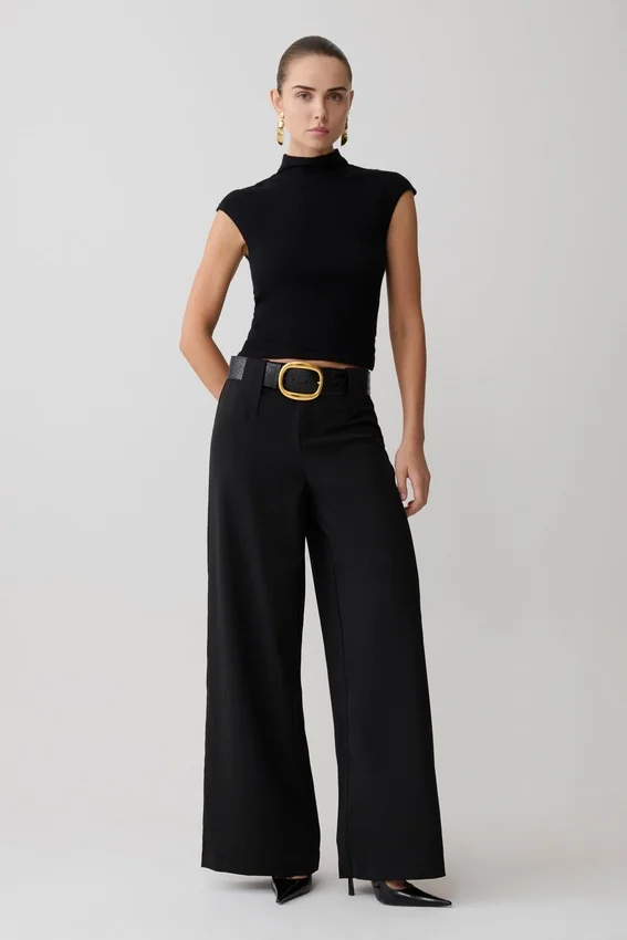 Arlo Wide Leg Suiting Trouser – Black Arlo Wide Leg Suiting Trouser – Black