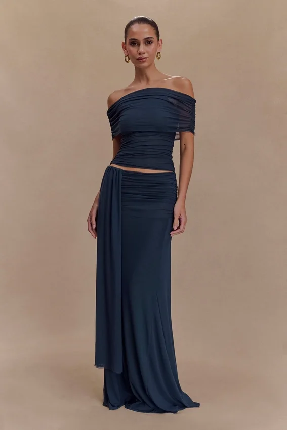 Arna Mesh Maxi Skirt – Midnight Blue Arna Mesh Maxi Skirt – Midnight Blue