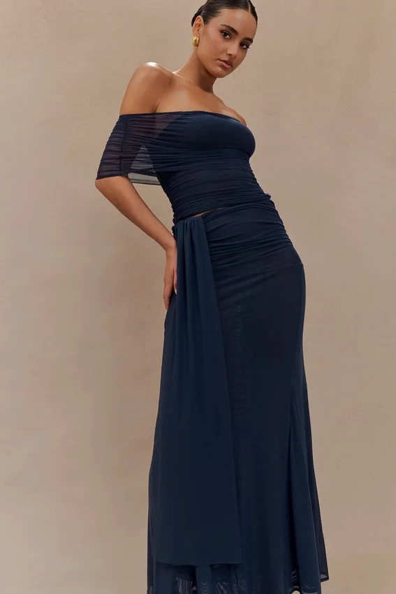 Arna Mesh Maxi Skirt – Midnight Blue Arna Mesh Maxi Skirt – Midnight Blue