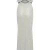 Arna Off Shoulder Diamante Maxi Dress – Silver