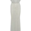 Arna Off Shoulder Diamante Maxi Dress – Silver