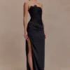 Asha Floral Mesh And Satin Maxi Dress – Black Asha Floral Mesh And Satin Maxi Dress – Black