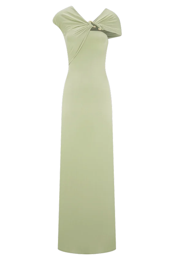 Ashford Asymmetrical Slinky Maxi Dress – Sage Ashford Asymmetrical Slinky Maxi Dress – Sage