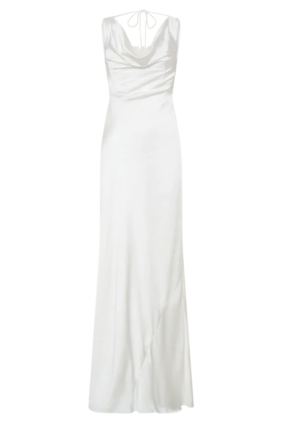 Ashley Cowl Neck Lace And Satin Maxi Dress – Ivory Ashley Cowl Neck Lace And Satin Maxi Dress – Ivory