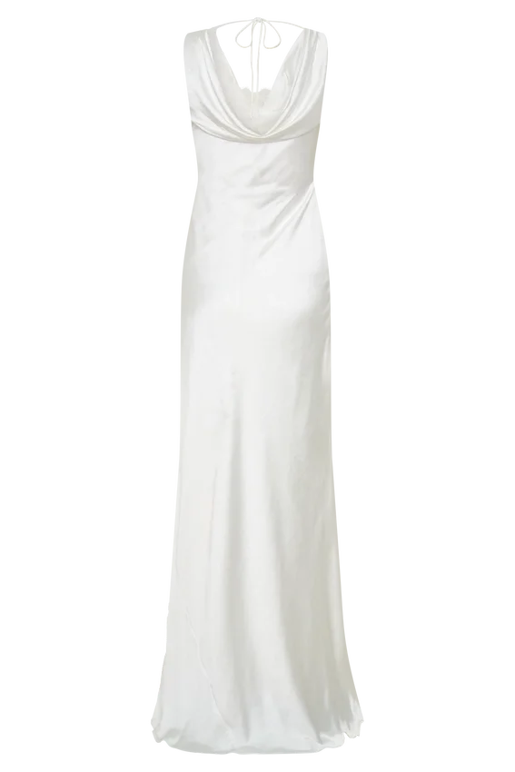 Ashley Cowl Neck Lace And Satin Maxi Dress – Ivory Ashley Cowl Neck Lace And Satin Maxi Dress – Ivory