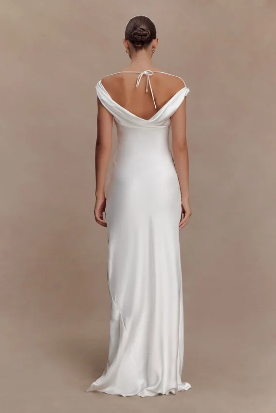 Ashley Cowl Neck Lace And Satin Maxi Dress – Ivory Ashley Cowl Neck Lace And Satin Maxi Dress – Ivory