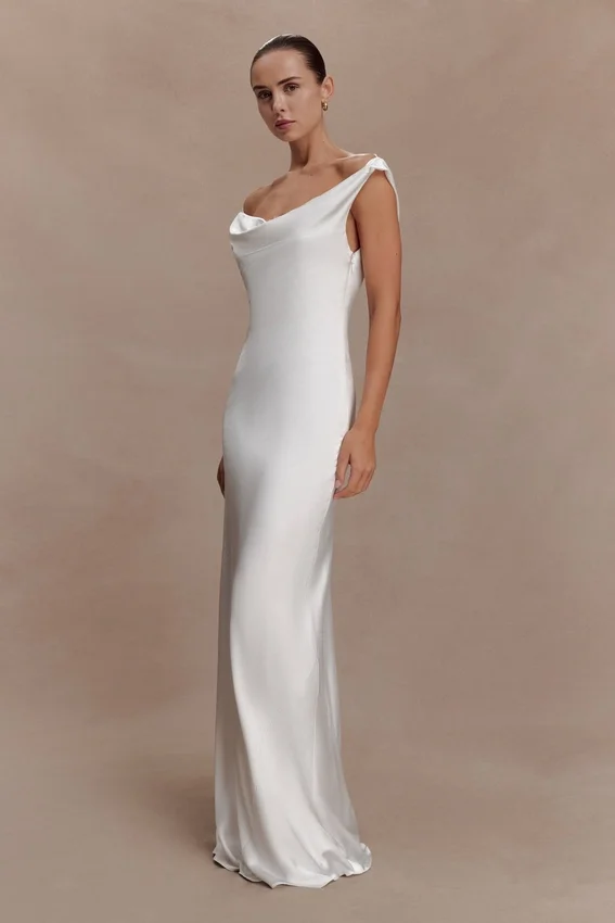Ashley Cowl Neck Lace And Satin Maxi Dress – Ivory Ashley Cowl Neck Lace And Satin Maxi Dress – Ivory