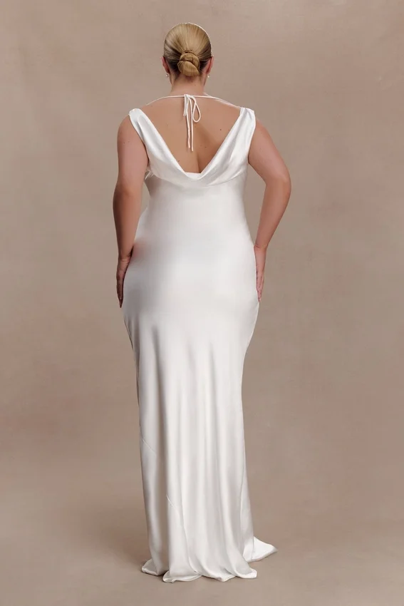 Ashley Cowl Neck Lace And Satin Maxi Dress – Ivory Ashley Cowl Neck Lace And Satin Maxi Dress – Ivory