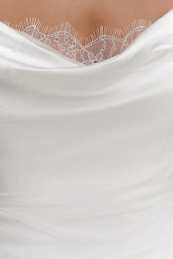 Ashley Cowl Neck Lace And Satin Maxi Dress – Ivory Ashley Cowl Neck Lace And Satin Maxi Dress – Ivory