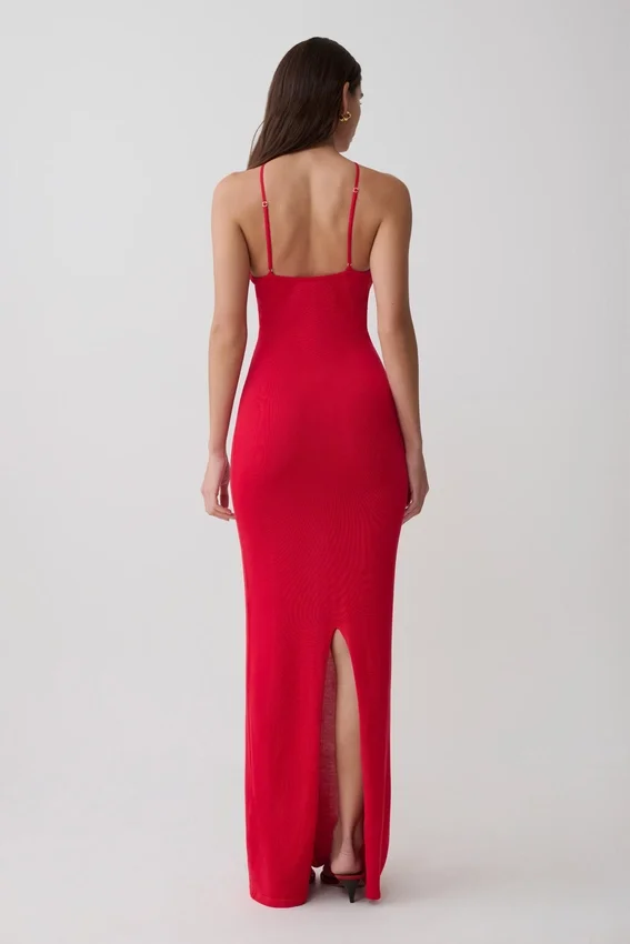 Ashtin Cross Front Knit Maxi Dress – Red Ashtin Cross Front Knit Maxi Dress – Red