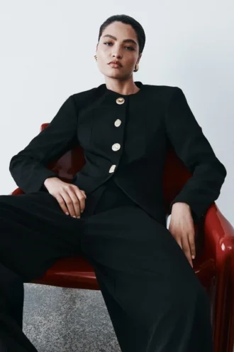 Asia Mixed Button Blazer – Black Asia Mixed Button Blazer – Black