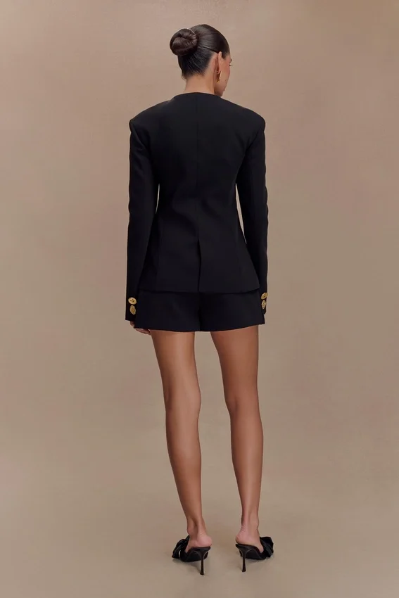 Asia Mixed Button Blazer – Black Asia Mixed Button Blazer – Black