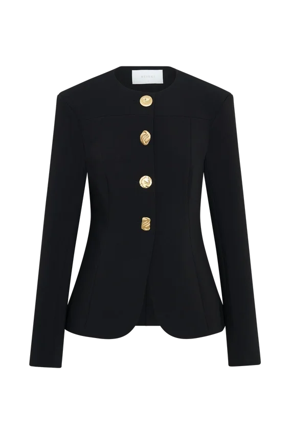 Asia Mixed Button Blazer – Black Asia Mixed Button Blazer – Black