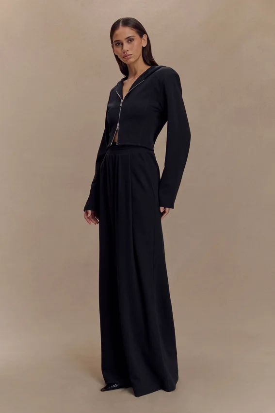 Aspen Gathered Wide Leg Jogger – Black Aspen Gathered Wide Leg Jogger – Black