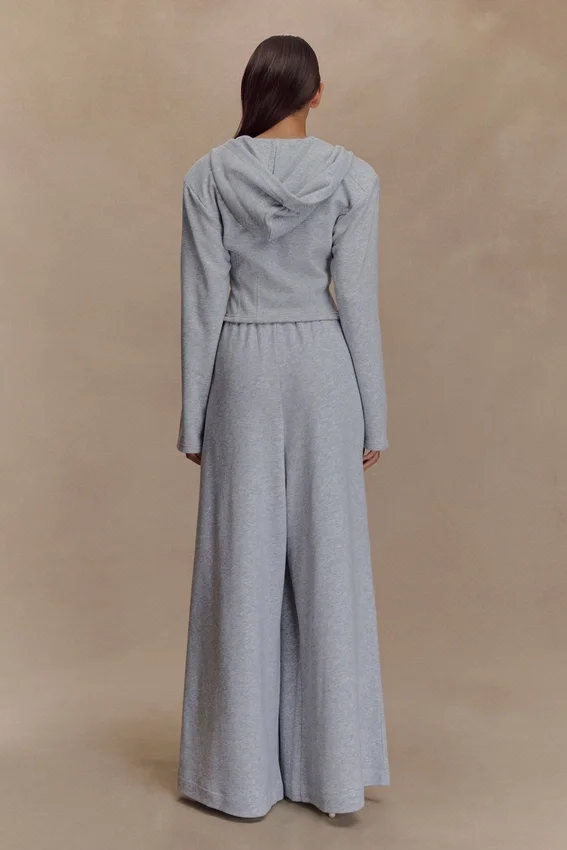 Aspen Gathered Wide Leg Jogger – Light Grey Marle Aspen Gathered Wide Leg Jogger – Light Grey Marle