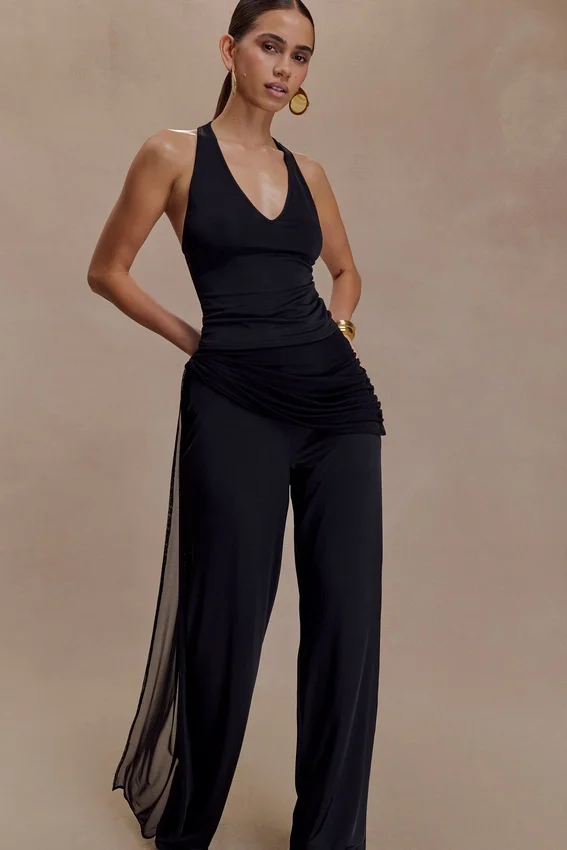 Aspyn Slinky Gathered Wide Leg Pants – Black Aspyn Slinky Gathered Wide Leg Pants – Black
