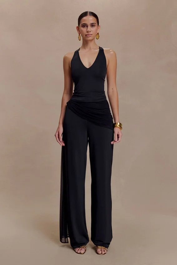 Aspyn Slinky Gathered Wide Leg Pants – Black Aspyn Slinky Gathered Wide Leg Pants – Black