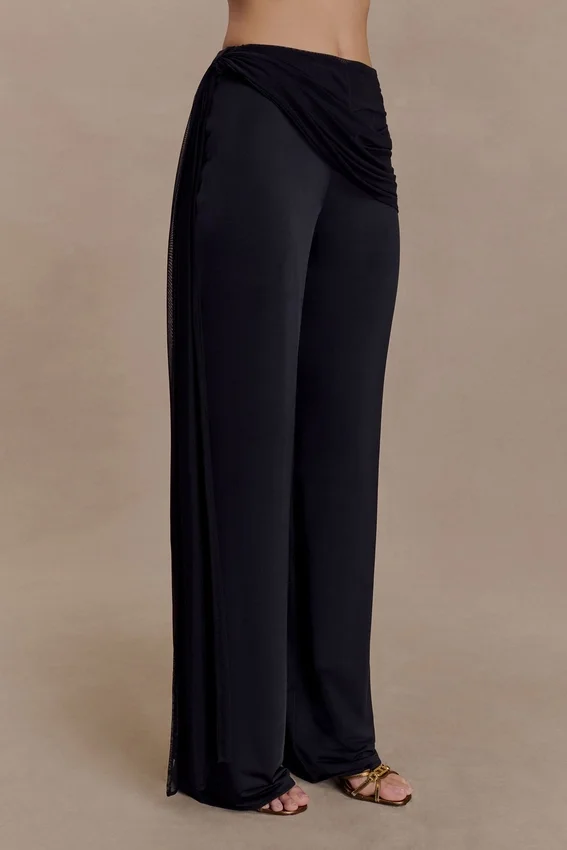 Aspyn Slinky Gathered Wide Leg Pants – Black Aspyn Slinky Gathered Wide Leg Pants – Black
