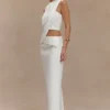 Astrid Asymmetric Sleeveless Suiting Top – White Astrid Asymmetric Sleeveless Suiting Top – White