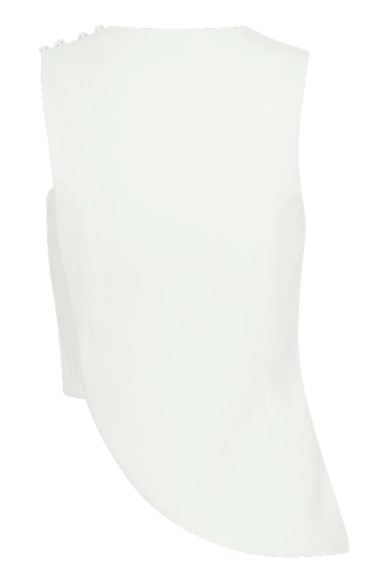 Astrid Asymmetric Sleeveless Suiting Top – White Astrid Asymmetric Sleeveless Suiting Top – White