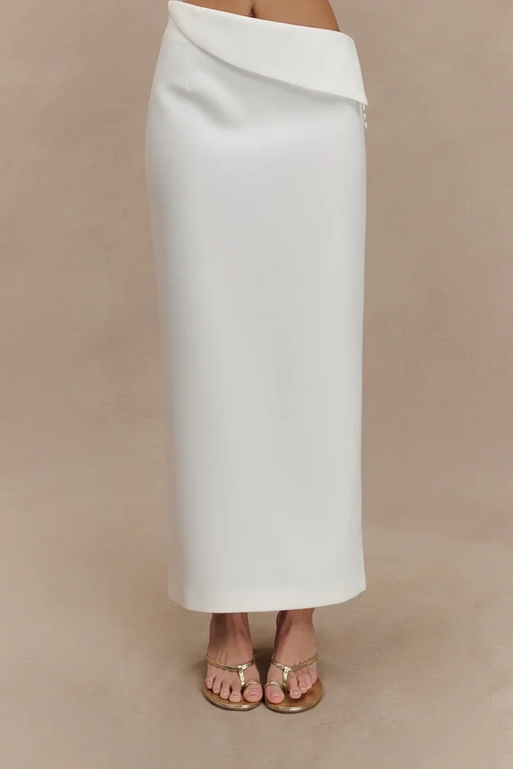 Astrid Suiting Midi Skirt – White Astrid Suiting Midi Skirt – White