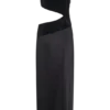 Athena One Shoulder Diamante Maxi Dress – Black