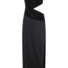 Athena One Shoulder Diamante Maxi Dress – Black