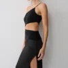 Athena One Shoulder Diamante Maxi Dress – Black