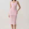Atlantis Crochet Knit Midi Skirt – Baby Pink